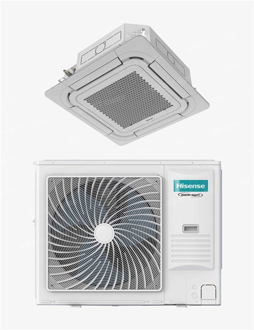 Aparat aer conditionat tip caseta 4 directii Hisense AUC105UR4RKC8 + AUW105U6RW8 36000 BTU Inverter, Clasa A++/A+, R32, Wi-Fi op