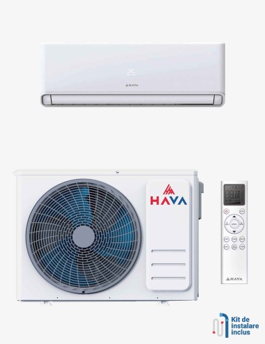 Aparat aer conditionat de perete HAVA HMI-12SPK1+HME-12SPK1 12000 BTU, kit instalare, Wi-Fi, A++ racire, A+/A++ incalzire