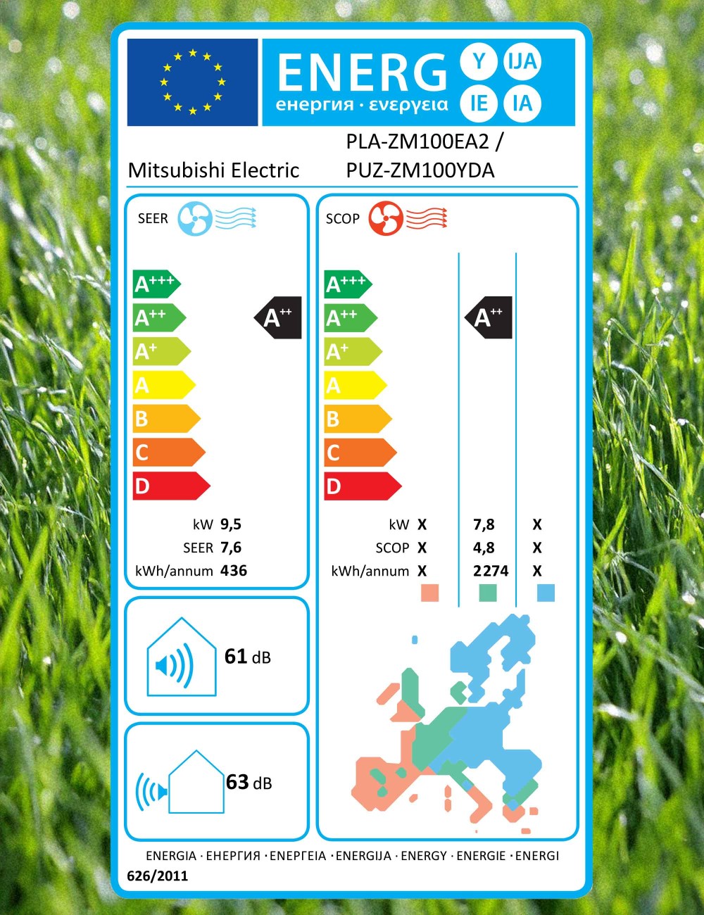 Aer conditionat tip caseta 4 directii Mitsubishi Electric PLA-ZM100EA2 + PUZ-ZM100YKA2 34000 BTU, A++/A++, R32