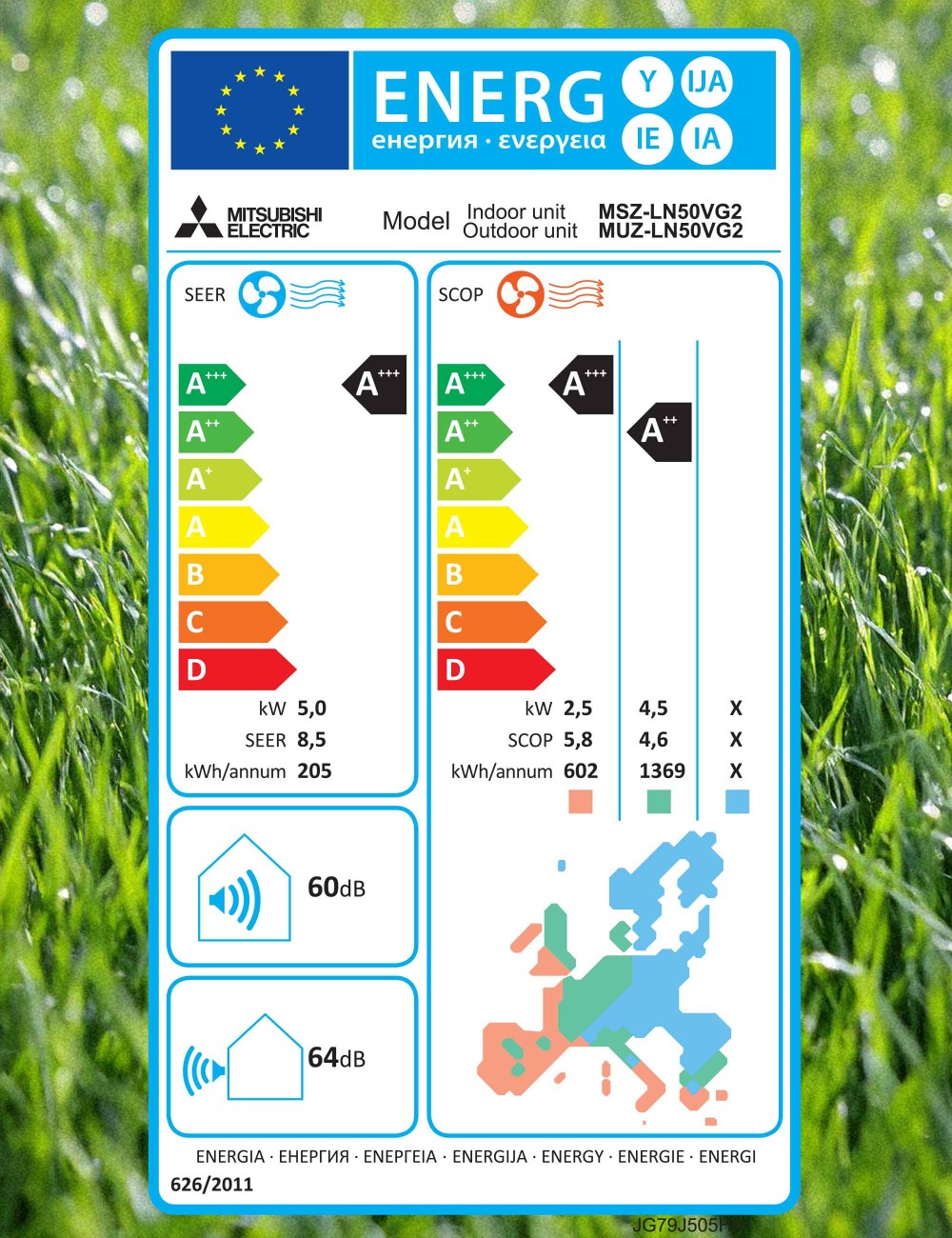 Aer conditionat Mitsubishi Electric MSZ-LN50VG2W + MUZ-LN50VG2 18000 BTU, Inverter, A+++/A++, conexiune Wi-Fi