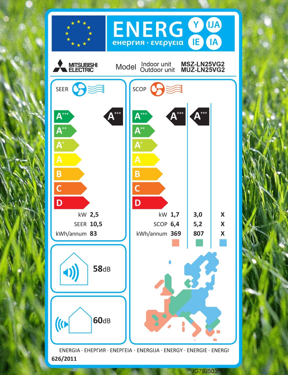 Aer conditionat Mitsubishi Electric MSZ-LN25VG2R + MUZ-LN25VG2 9000 BTU, Inverter, A+++/A+++, conexiune Wi-Fi