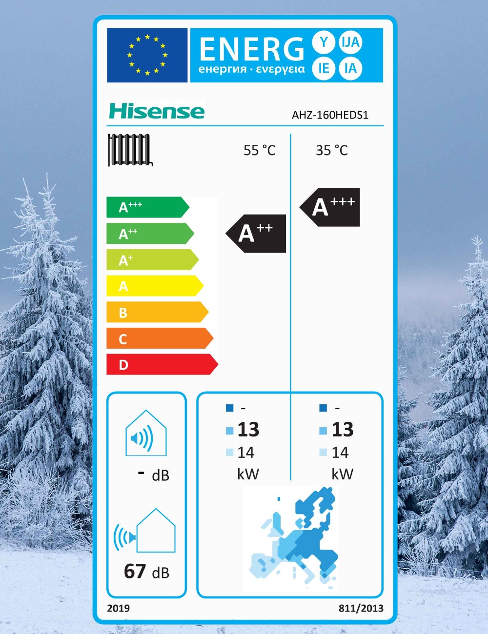 Unitate externa tip pompa de caldura monobloc Hisense AHZ-160HEDS1, Inverter, R32