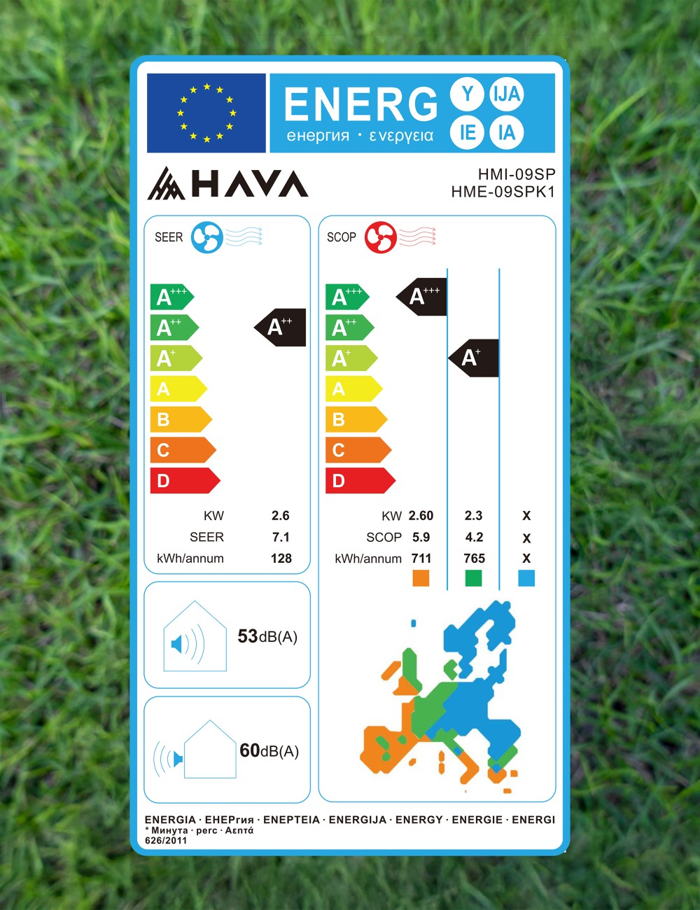 Aer conditionat HAVA HMI-09SPK1 + HME-09SPK1 9000 BTU, kit instalare, Wi-Fi, A++ racire, A+/A+++ incalzire